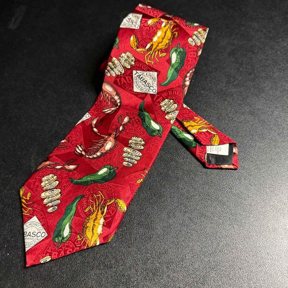 Tabsaco‎ Vintage Tie Red Pepper Hot Sauce 100% Silk USA